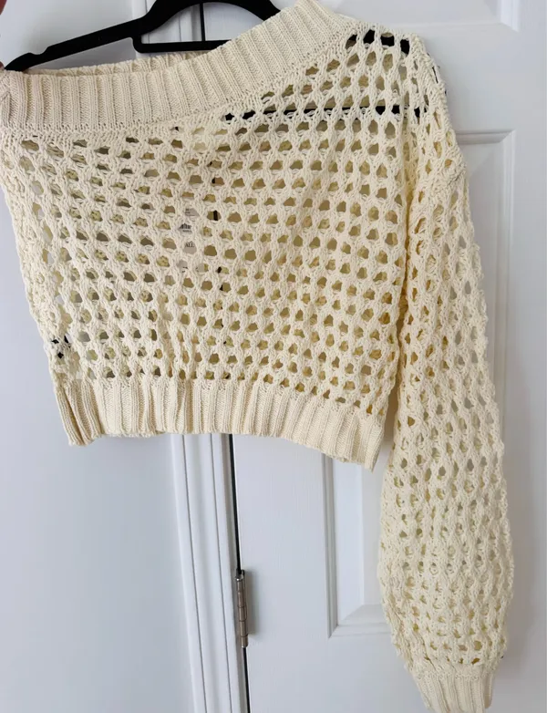 Anthropologie Maeve One-Shoulder Crochet Layer/ Sweater, One Size - Image 11