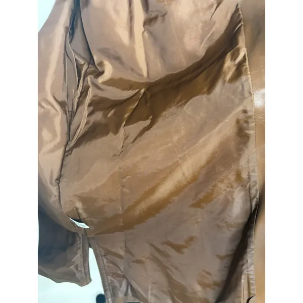 Miss K Vintage Brown Faux Leather Shacket Snap Front Jacket Large RN 42000 - Image 6
