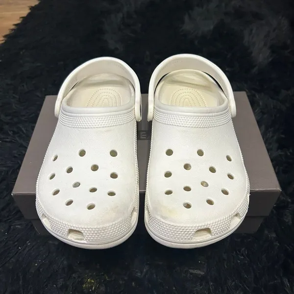 CROCS white clogs mules sandals shoes women’s 9 / mens 7 Preowned - Image 6