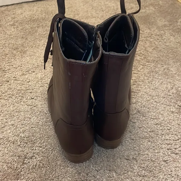 Rasolli brown lace up combat style boot 1.5 inch heel - Image 12