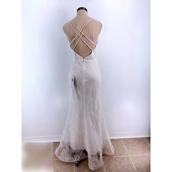 NWT Jessica McClintock by Clarisse Gown Ivory Lace Sequin Open Back 8 - Image 3