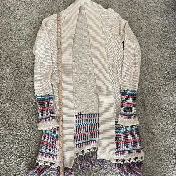 ROXY Near Future Knit Fringe Cardigan Open Front Long Sleeve Size Medium - Image 8
