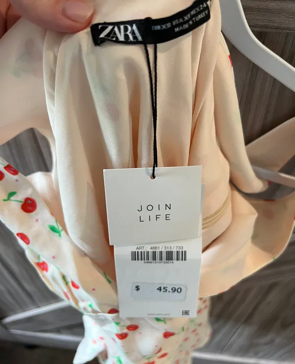 ZARA Satin Effect Cherry Print Dress - Image 6