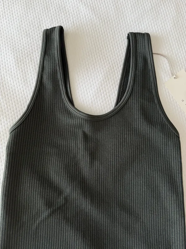 Dark Green Rib Knit Cropped Tank - Image 2