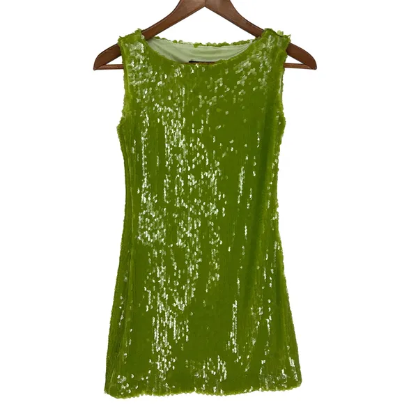 Kim Shui Lime Green Sequin‎ Embellished Mini Dress Size XS NWT - Image 4
