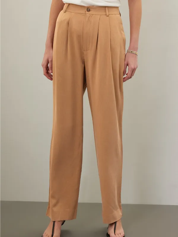 Reformation Mason‎ Pleated Brown Workwear Trousers Size 8 - Image 3