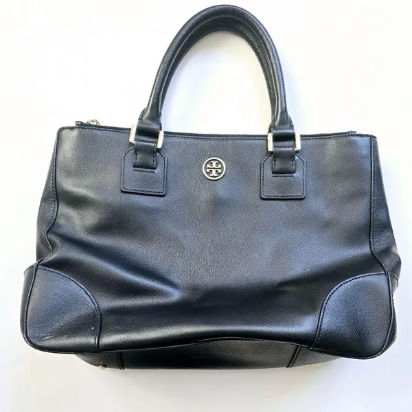 Tory Burch Robinson Double Zipper Leather Black Tote - Image 2