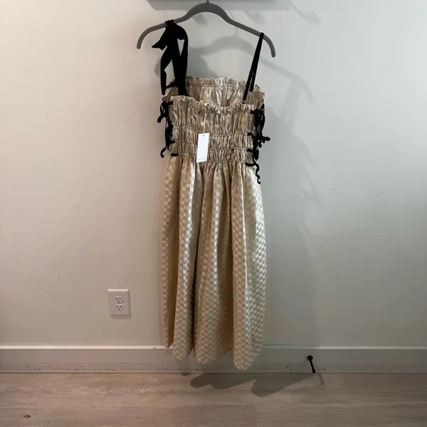 NWT Sofie the Label Claire Dress Gold Jacquard Velvet Straps Size‎ Small - Image 12