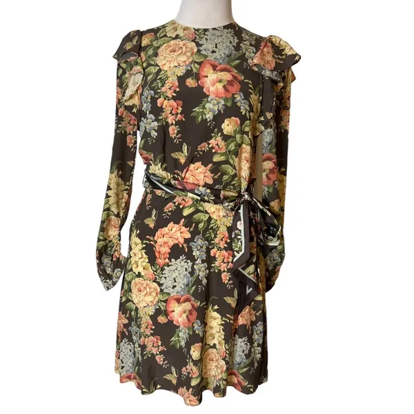 Zimmermann espionage ruched ruffle silk belted floral‎ dress - Image 3