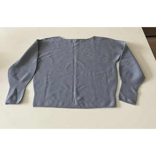 Uniqlo Women Size M Blue 100% Cotton Cocoon Knit Boatneck Sweater - Image 2