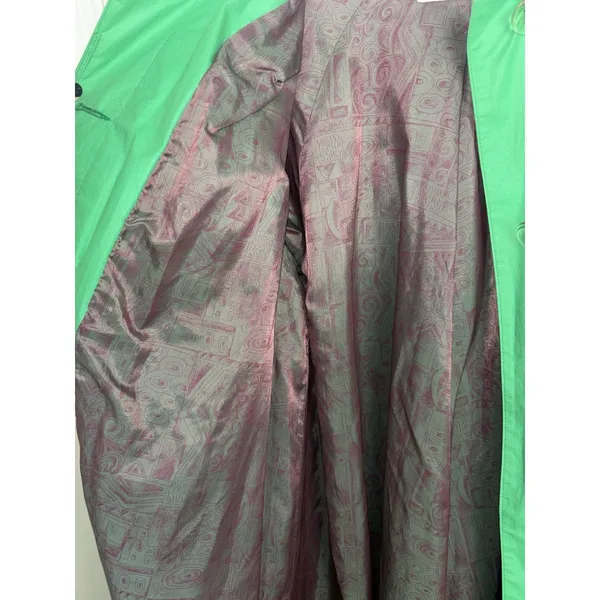 Vtg 90s Jones New York Kelly Green Trench Balmacaan Coat L/XL FLAWs Minimalist - Image 6