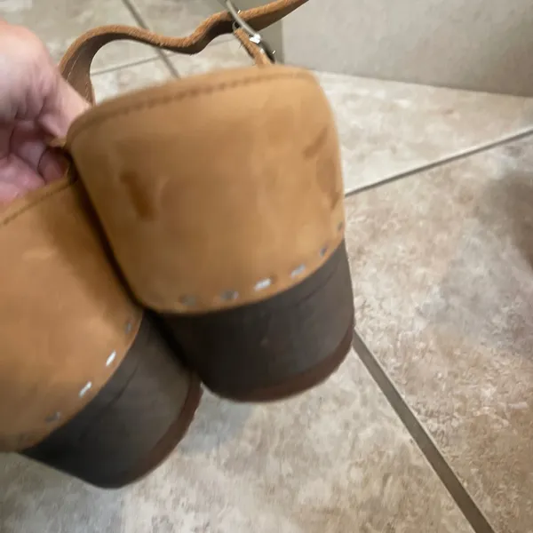 Sandgrens Swedish Wooden Mary Jane Clogs Tan Leather Sz 36/5-5.5 USA Handcrafted - Image 7