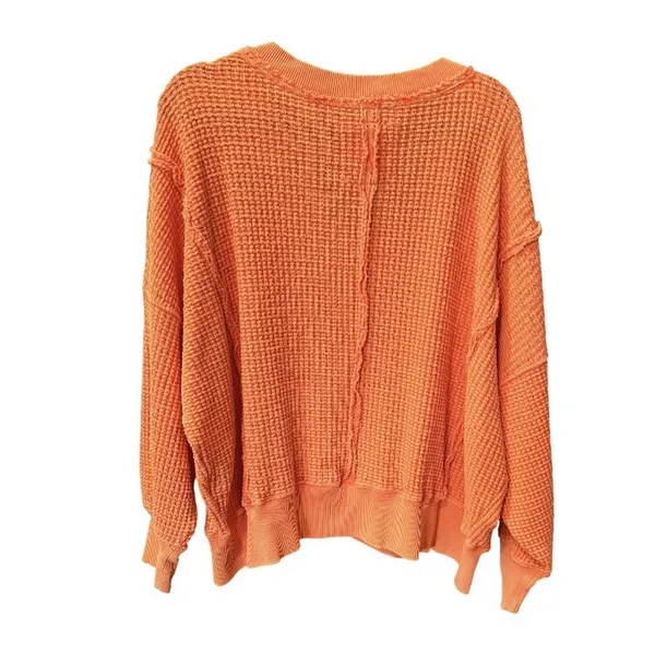 American Eagle Waffle Knit Oversized Sweater Top Sz Small - Image 3