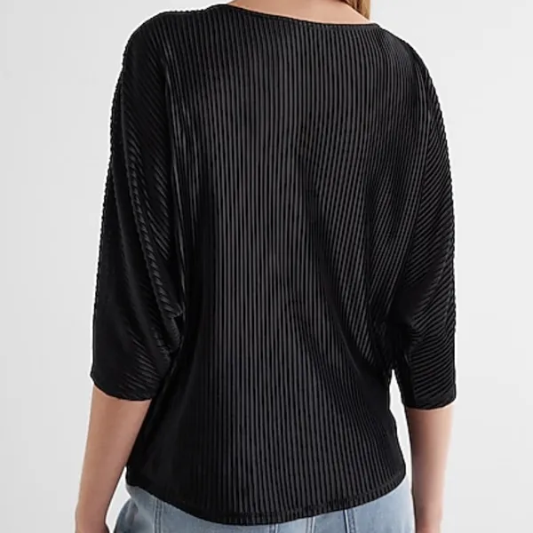 Sheer Black Ribbed Dress Top - Image 3