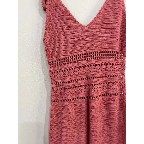 Forever 21 Pink Crochet Knit Mini‎ Dress Y2K Coquette Size Small - Image 7