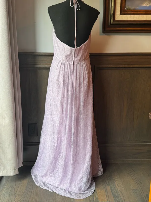 David's Bridal Lilac Lace Halter Gown 12 EUC - Image 4