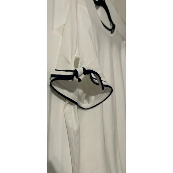 NWT Jones New York Signature Women XXL White Popover Tie Sleeve Short Sleeve Top - Image 2