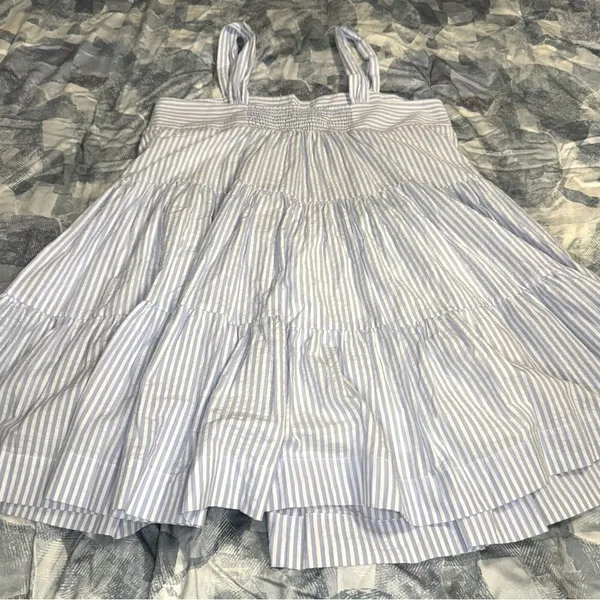MINKPINK Blue and White Yasamin Cotton Tiered Mini Dress - Image 14