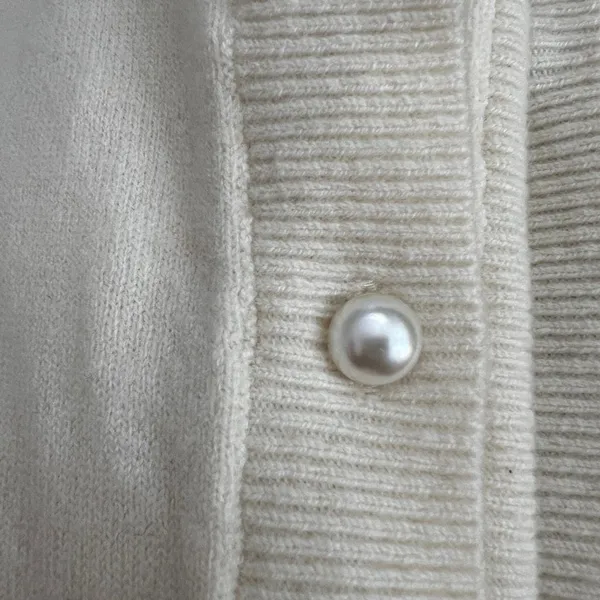 Hill House Audrey Merino Wool Cardigan Pearl Buttons Cream XS - Image 7