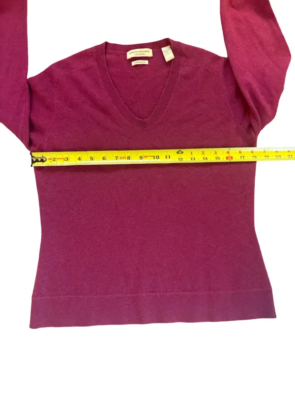 Valerie Stevens Cashmere V Neck Sweater Magenta Pink Womens Size Medium - Image 4