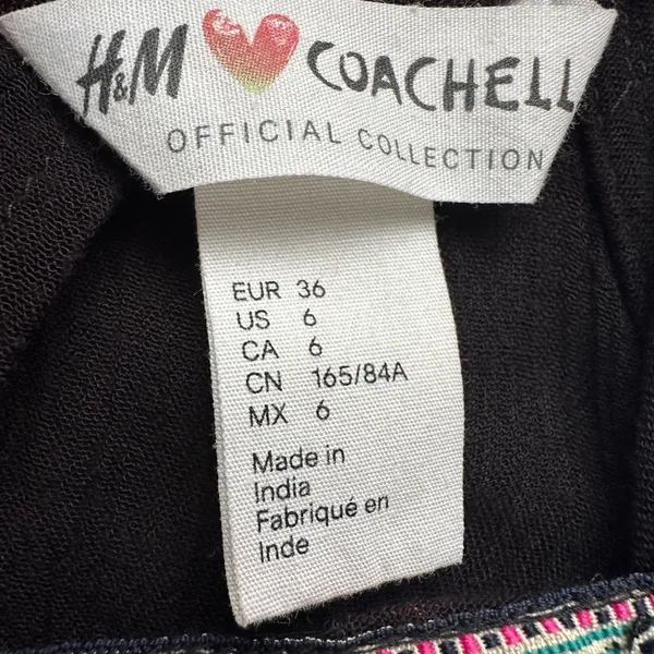 H&M Boho Coachella Tassel Tank Women’s Black‎ Geometric Trim Sz 6 - Image 4