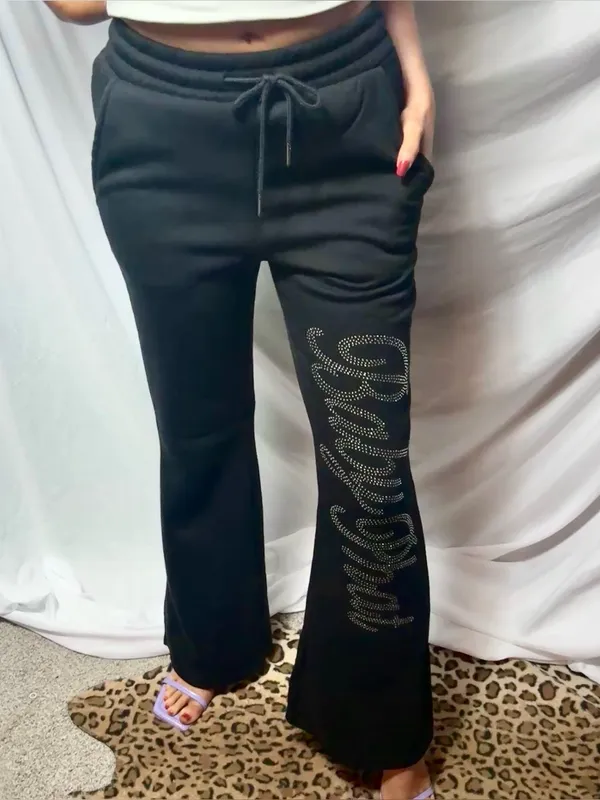 Iconic Y2K Baby Phat sweatpants in black with rhinestones - Image 2