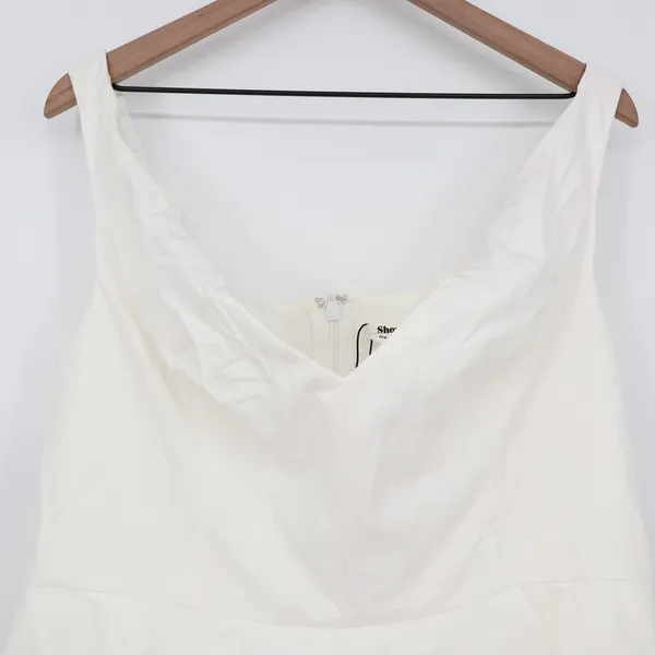 Showpo Izara Off Shoulder Pleated Mini Dress Off White US 16 - Image 3