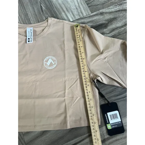 Alphalete Women’s Dynasty Long Sleeve Crop Tee - Taupe , Size Medium - Image 4