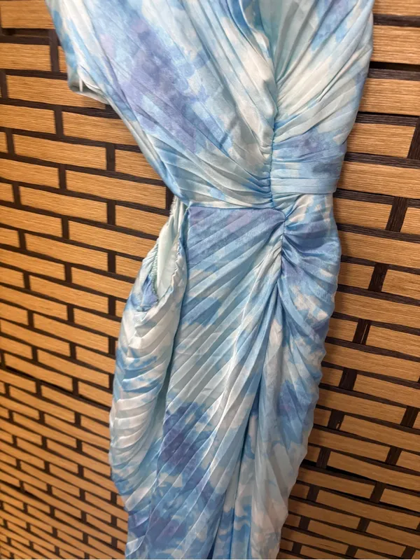 Abercrombie & fitch blue tie dye cutout maxi dress size small petite - Image 3