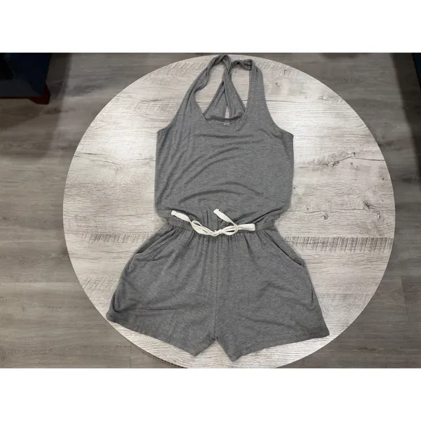 Aerie Gray Knit Romper Twist Back Drawstring Waist Lounge Size XS - Image 4
