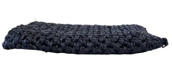 Vintage Navy Blue Woven Straw Envelope Clutch Purse Shoulder Bag - Image 10