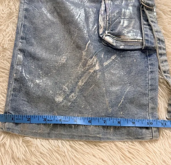 Vibrant M.I.U. Metallic Wide leg Cargo Denim Pants - NWT - Womens Size L 32”W - Image 16