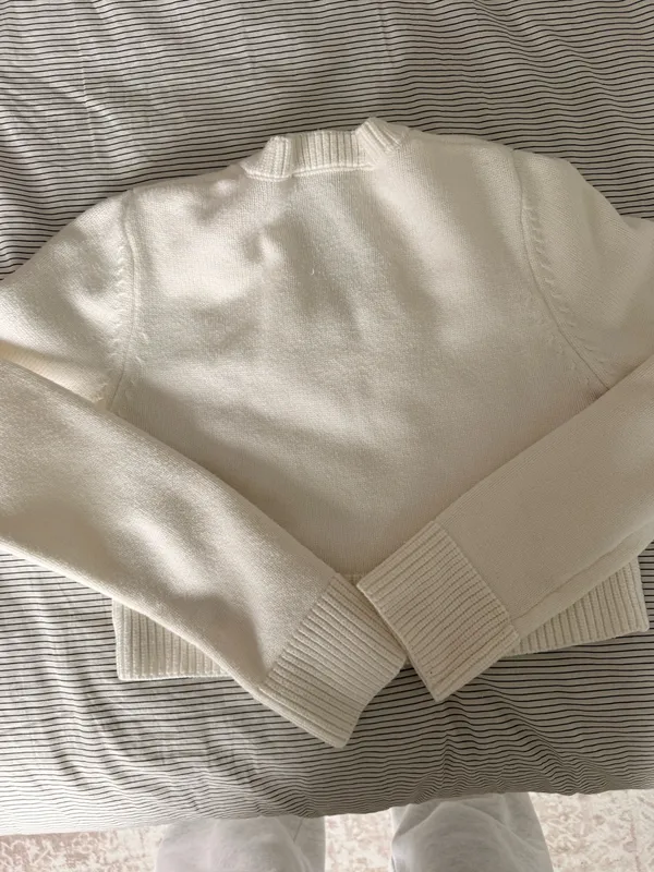 ZARA Cropped Cable Knit Sweater Cream - Image 2