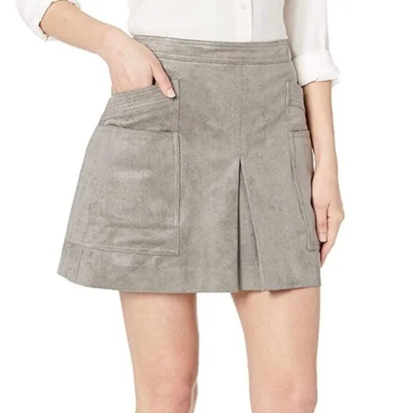 BCBGMAXAZRIA Grey Suede Skirt - Image 4