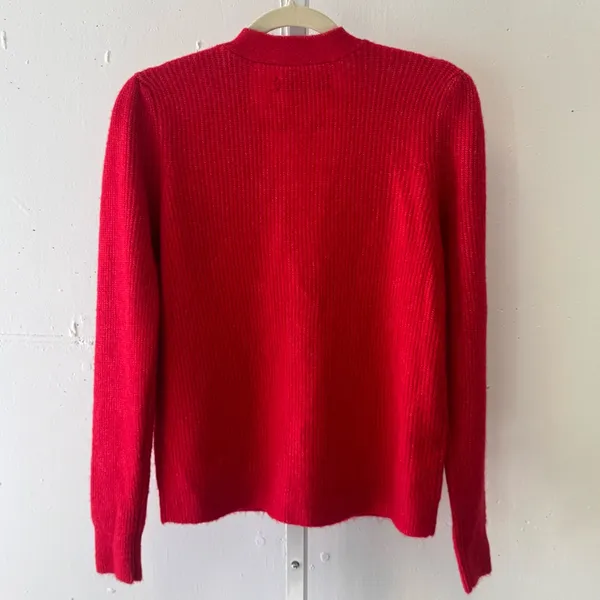 NWOT LOFT Rhinestone Buttons Relaxed‎ Fit Knit Cardigan Sweater Red Small - Image 2