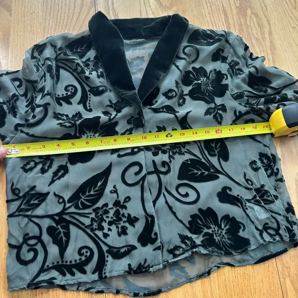 Vintage Carol Anderson 2pc Set Green Velvet Floral Jacket & Maxi Dress Medium‎ - Image 9
