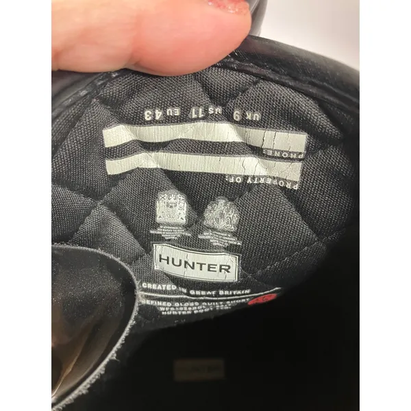 Hunter refined high gloss quilted mid calf rain‎ boots black women's size 11 - Image 7