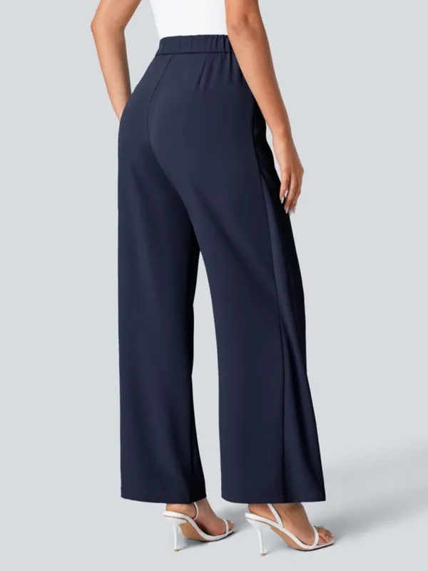 Halara Flex High Waisted Wide Leg Pants Tie in Peacoat Navy Blue Small Tall New - Image 4
