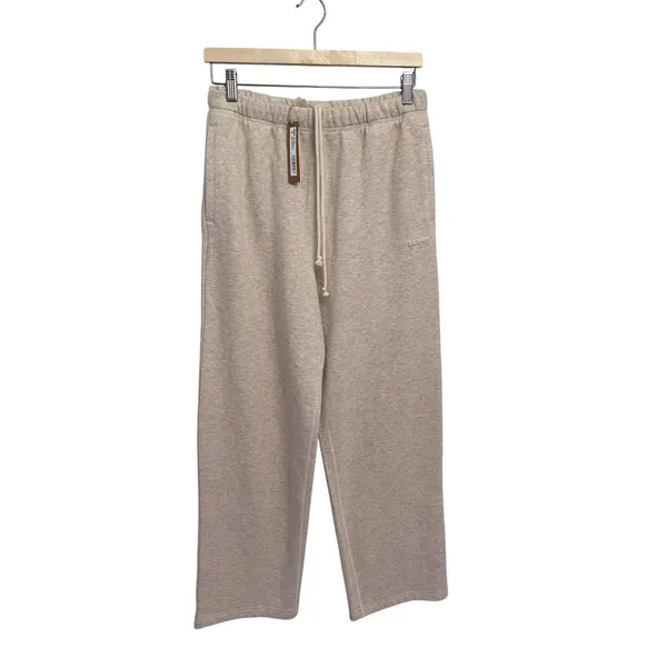 SKIMS Small Oatmeal Heather Cotton Fleece Classic Straight Leg Pants NWT - Image 5