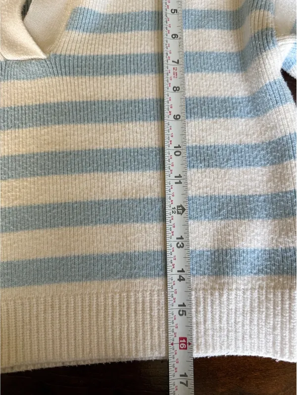 Sincerely Jules Striped Knit Sweater with Collar, Size Small - Image 7