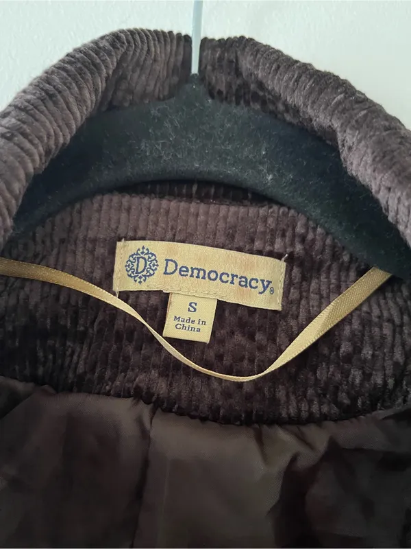 Democracy Brown Velvet Corduroy Blazer Small Western Equestrian Riding Preppy - Image 2