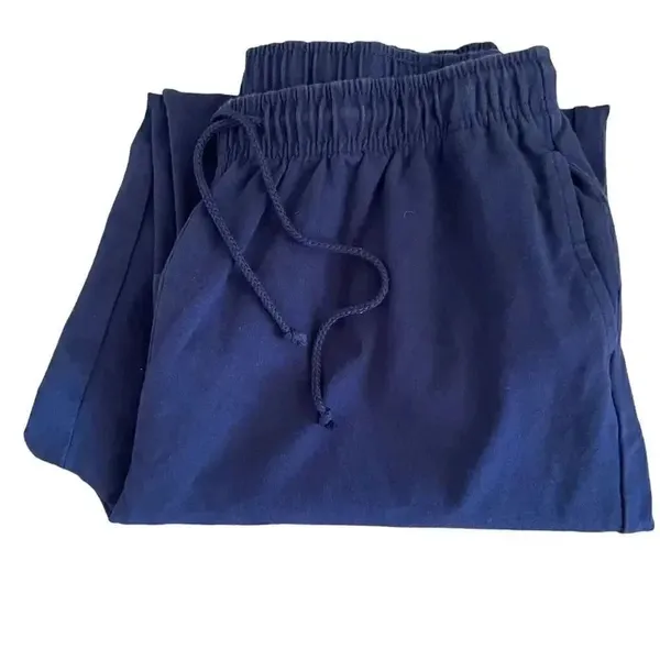 Karen Scott Sport Navy High Rise Wide Leg Pull On Lounge Athleisure Pants SZ L - Image 5