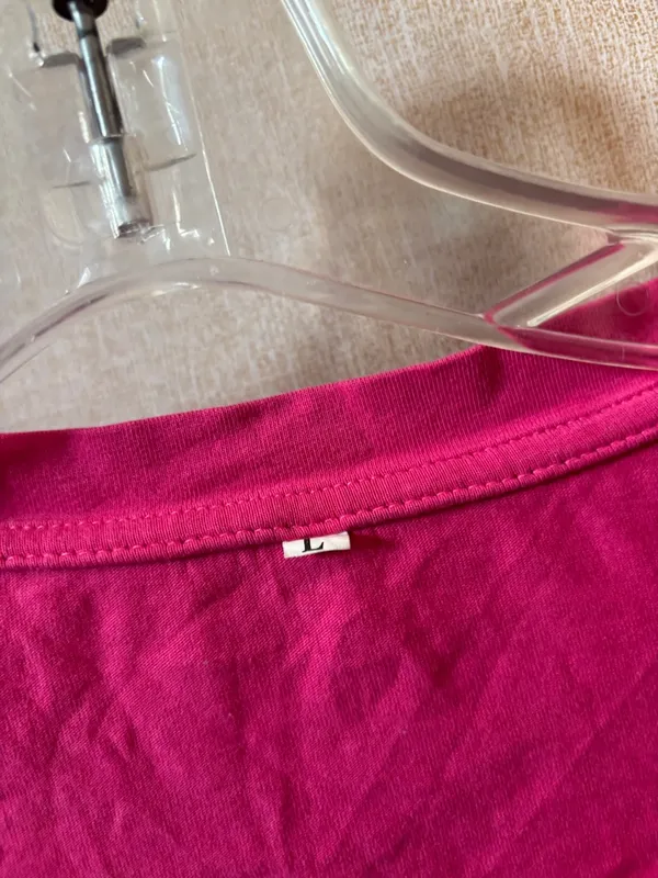 Women’s Pink V-Neck Short Sleeve Top Large - Image 2