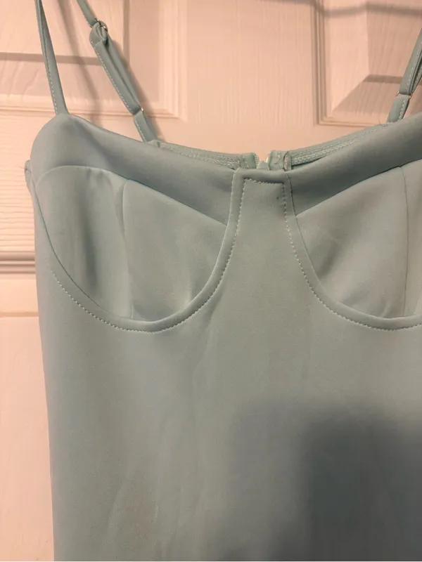 Light Blue Spaghetti Strap midi Dress - Image 3