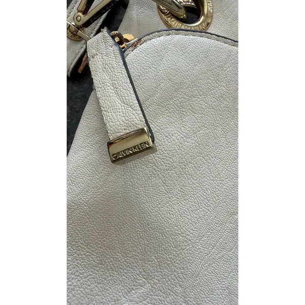 Calvin Klein Sonoma Ivory Faux Leather Crossbody Bag Gold Hardware - Image 7