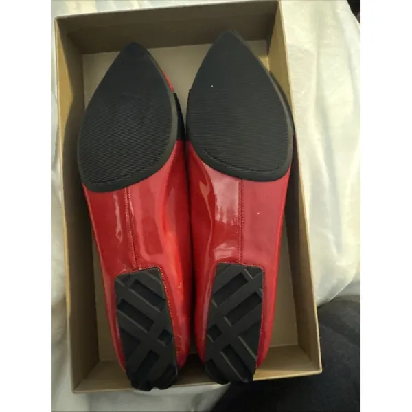 Burberry Red Patent Loafers Grosgrain Bow Flat Shoes SIZE 40- Box, Info &Dustbag - Image 3