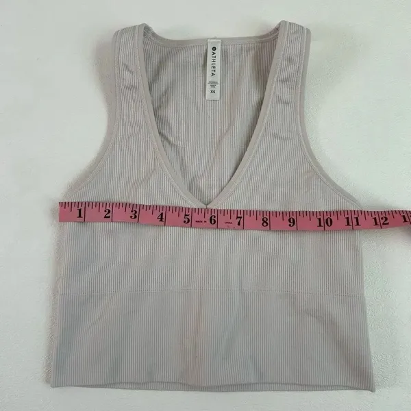 Athleta Ribbed Crop Tank Top Women’s XS Gray V-Neck Sleeveless Activewear - Image 4