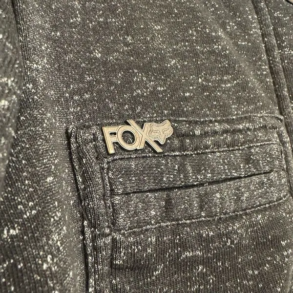 Y2K 2000s Fox Racing Charcoal Gray Button Up Hooded Sweater Womens Small‎ - Image 4