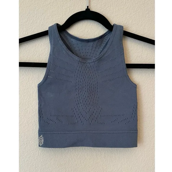FREE PEOPLE MOVEMENT Blue Capri Crop Athletic Workout Yoga Bra Top Size XS - Image 2