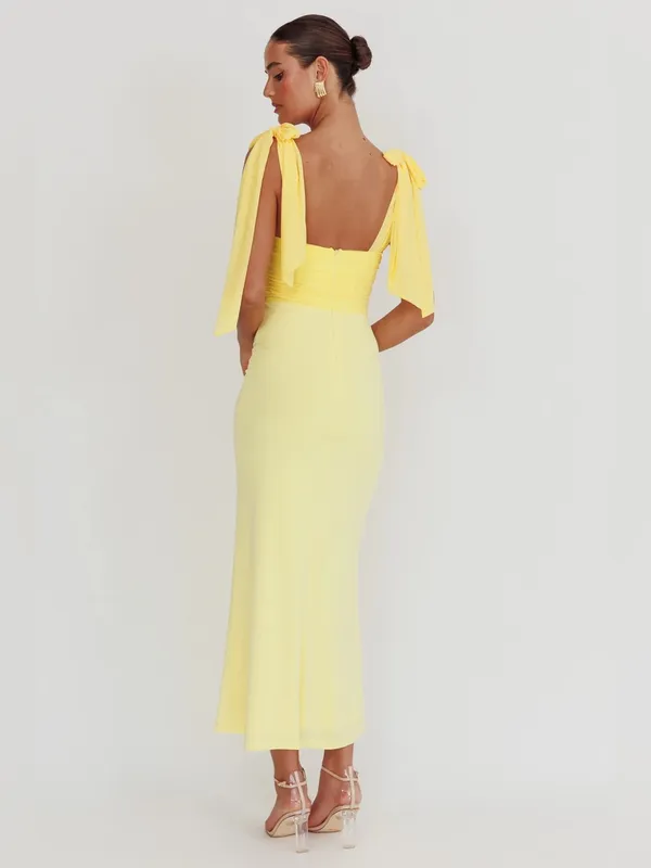 $115 NWT Selfie Leslie Starry Eyed Mesh Waist Maxi Dress Lemon XL - Image 2